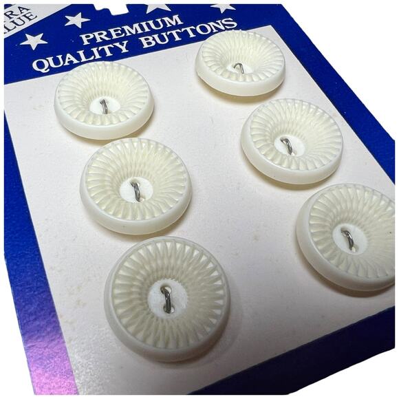 Vintage Ivory Cream Sunburst Buttons Premium Quality Sewing Set 6pc - Picture 3 of 4